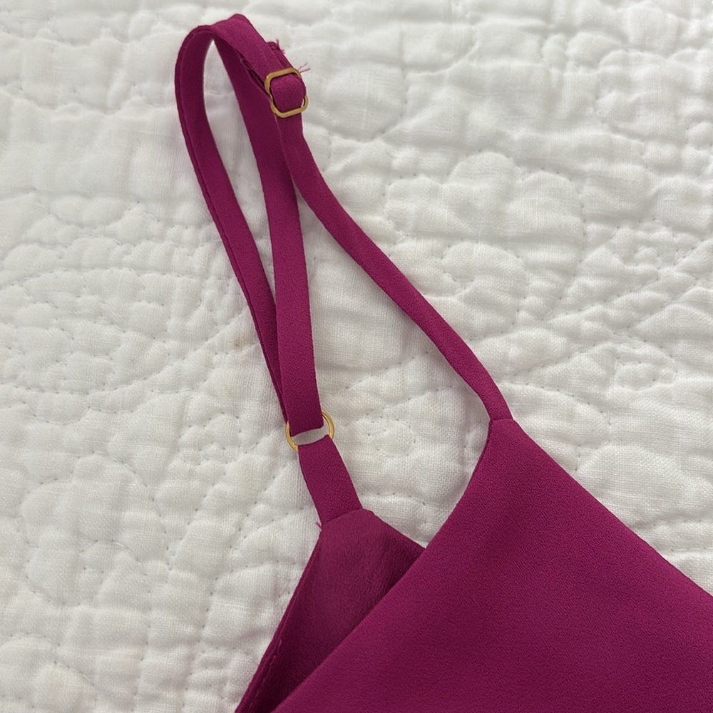 LOFT Women’s size 12 ‘Pleated Crossover Strappy Midi Dress’ in Magenta Shadow - Picture 5 of 9
